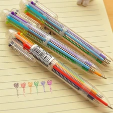 1pc MultiColor 6 in 1 Color Ballpoint Pen Ball Point Pens Kids School Office Lot