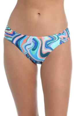 La Blanca Blue Crystal Cove Side Shirred Hipster Bottoms L25814 Size 8