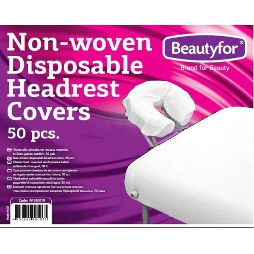 BEAUTYFOR Disposable Massage Headrest Covers Soft Non-Woven Face Cradle 50 Pack