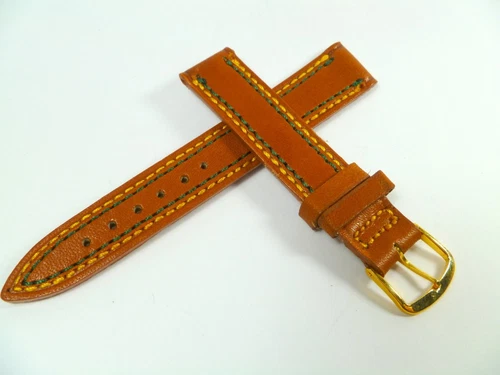 17mm BROWN DOUBLE STITCH WATCH STRAP STRAP SMOOTH LEATHER WATCH BAND 1755