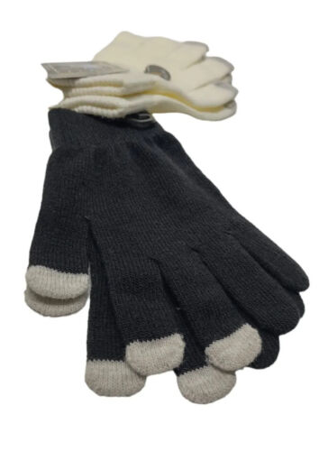 2 - Touch Screen Enabled Gloves Winter One Size Knit White Black Adult Teen New - Bild 3 von 9