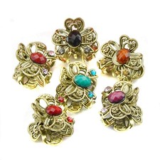 12PCS Mini Jaw Clips Vintage Chic Metal Alloy Rhinestone Fancy Hair Claw Pins...