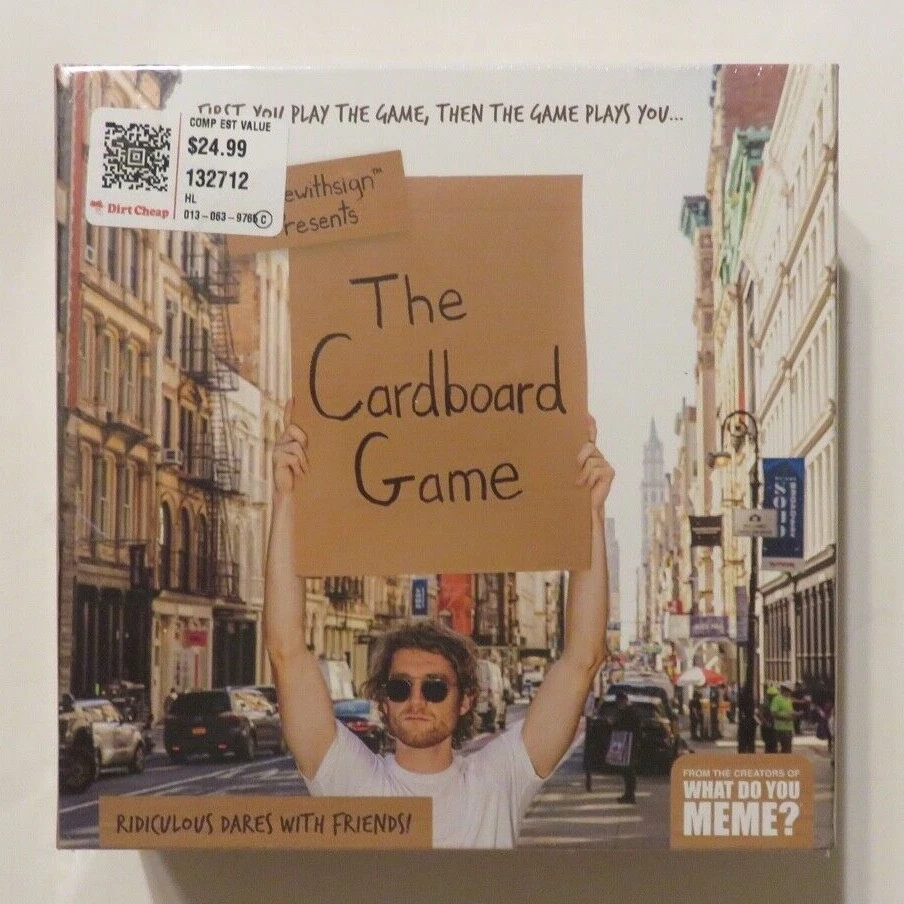 DUDE WITH SIGN'S THE CARDBOARD GAME, Ridiculous Dares with Friends!, DudewithSign's The Cardboard Game is full of ridiculous dares and is available now at Target!, By What Do You Meme?