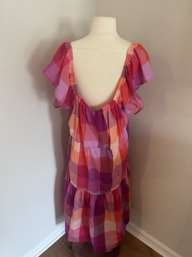 NWT Time and Tru Womens Plaid Off Shoulder Maxi Dress Sz XXXL Pink Purple Coral - Picture 4 of 6