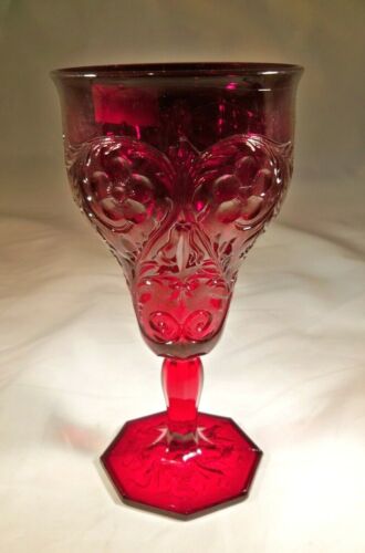 McKEE GLASS CO. ROCK RUBY RED 8-OUNCE 6-3/4" TALL FOOTED WATER GOBLET! - 第 1/3 張圖片