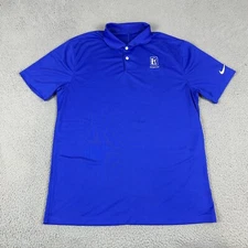 Nike Polo Shirt Men Medium Blue Polyester Dri-Fit Standard TPC Golf Short Sleeve