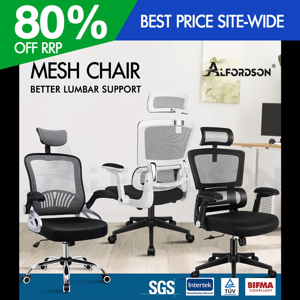 ALFORDSON Silla de Oficina Ergonómica, Silla de Escritorio Negro Blanco
