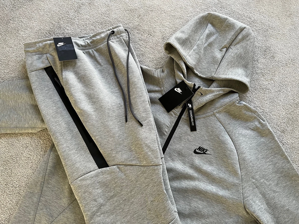 Retro Nike Tech Fleece Tracksuit SET GREY HEATHER Old School Style SIZE XL