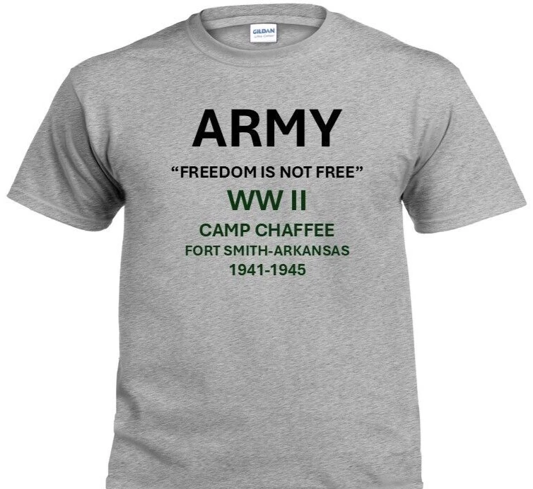 CAMP CHAFFEE* FORT SMITH-ARKANSAS*1941-1945*WW II*PT SHIRT. OFFICIALLY LICENSED