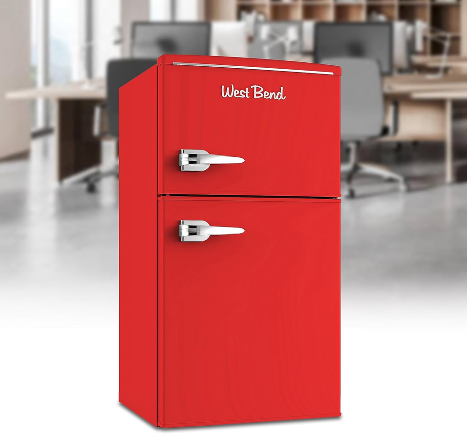 West Bend Mini Fridge with Freezer RetroStyled for Home Office or Dorm