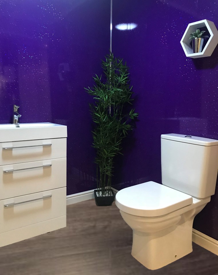 10 Purple Sparkle Glitter Bathroom Cladding PVC Plastic Shower Wall ...