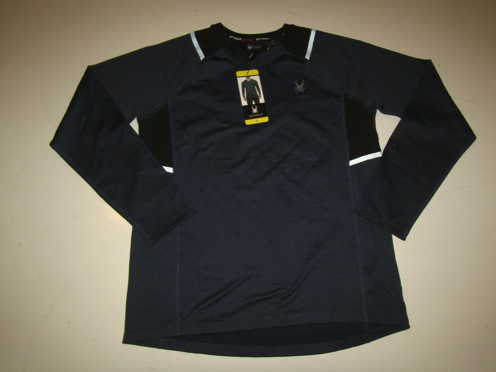 SPYDER Active Dust Navy Heather L/S Shirt Moisture Wicking Sz Small S