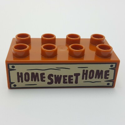 Lego Duplo Mater's Shed 10856 2x4 Dark Orange Brick Home Sweet Home Sign Pattern | eBay
