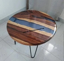 Round Resin Table top for office/home, Semi Transparent Blue Resin table top.