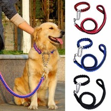 Large Dog Traction Collar And Leash Set Metal Chain Buckle Strong Nylon Rope