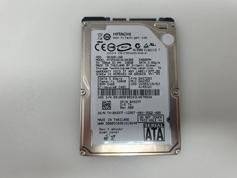 Dell Studio 1737 PP31L HDD Hard Drive 160GB 2.5" SATA Hitachi HTS543216L9A300 - Image 3 of 4