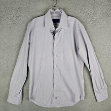 David Donahue Men's Size 16 36/37 Check Trim Fit Long Sleeve Button-Front Shirt