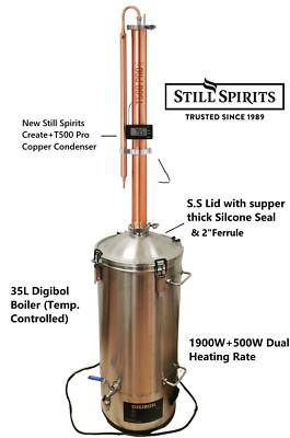 New Still Spirits 35L/240V/2400W Create+ T500 Pro Copper Reflux Distillery Kit