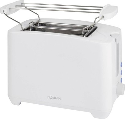 Bomann Toaster TA 6065 CB 2-Scheiben Toaster weiß 750W Brötchenaufsatz