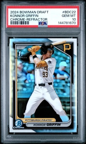 1670 Konnor Griffin 2024 Bowman Draft #BDC-22 Refractor Chrome 1st RC PSA 10