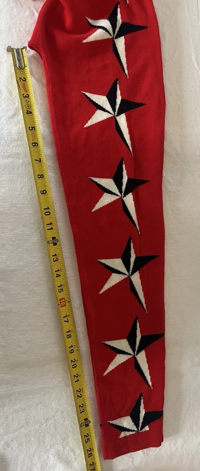 Mono Perfect Moment para mujer rojo con azul pequeño de una pieza 100 % lana merino estrellas Foto 4 de 4