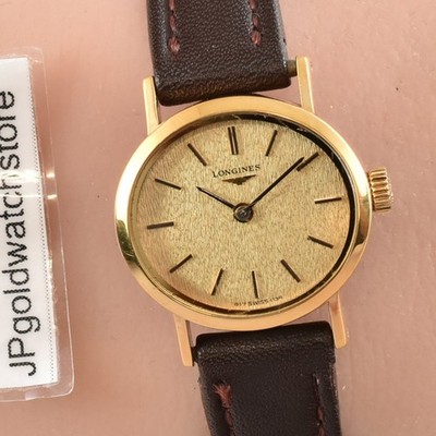 Vintage Longines 1134-817 Gold Dial Manual Hand-Winding 17J Dress Watch Damen