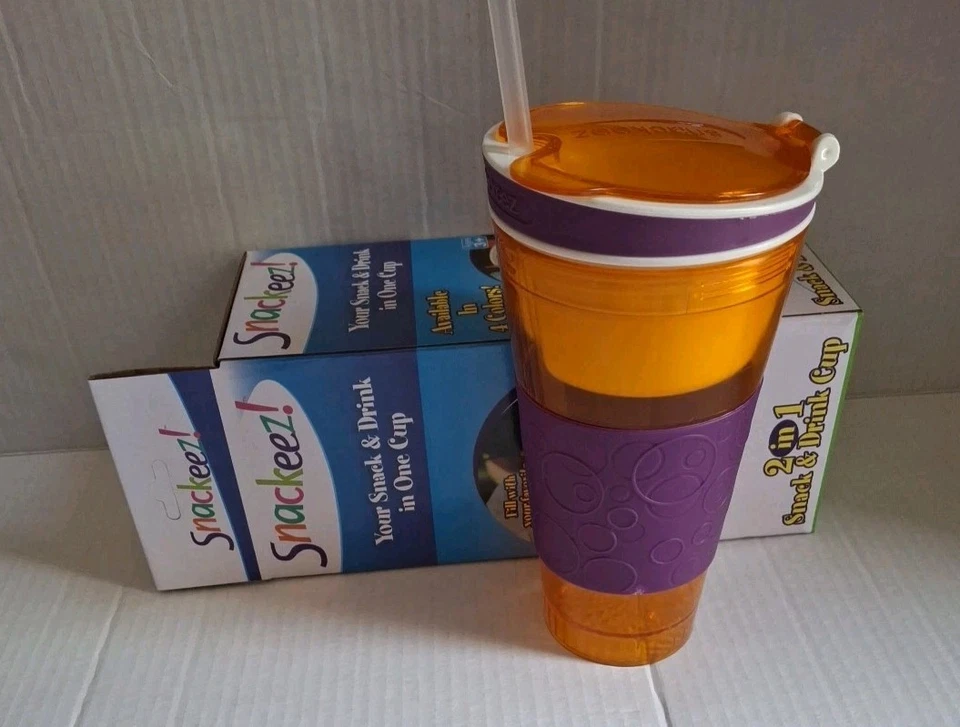 Snackeez 2-in-1- Orange/Purple With Straw - Image 3 of 4