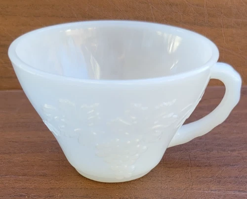 Anchor Hocking Milk Glass Harvest Grape Punch Bowl Cup Vintage Grannycore