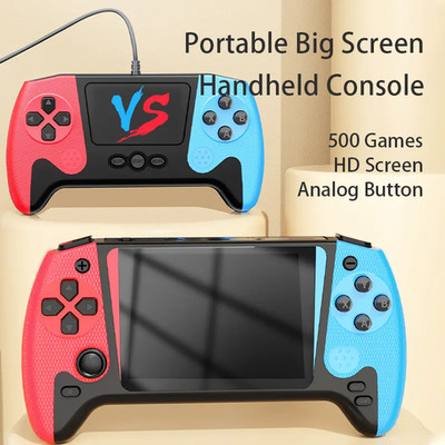 500 in 1 Handheld Spielkonsole HD Großbildschirm Tragbar Retro Zweispieler Spiel