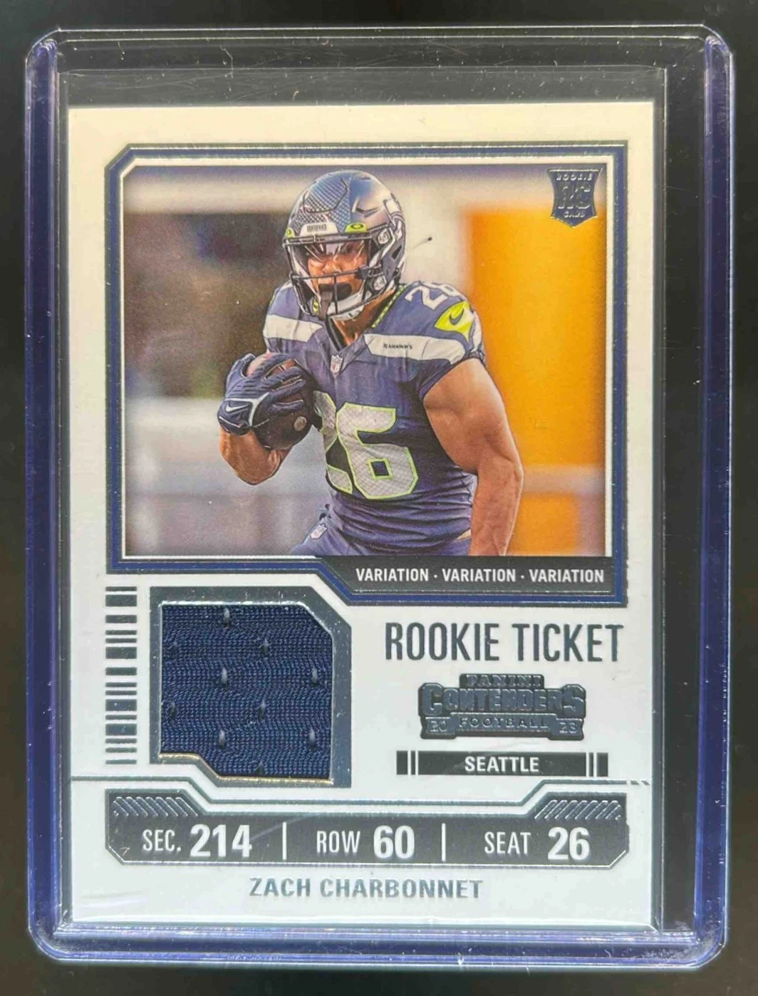 Zach Charbonnet Panini Contenders Rookie Ticket Swatches #TS38V Variation-Autograph