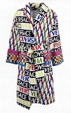 Versace Virtus Logo Pattern Cotton Bath Robe / Dressing Gown BNIB Large RRP £799