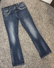 Miss Me Signature Rise Bootcut Jeans Size 30 Studded Distressed Pocket Denim