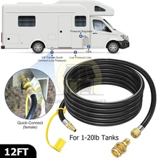 12 FT Propane Quick Connect Hose for RV to Gas Grill, Converter Replacement 1 LB