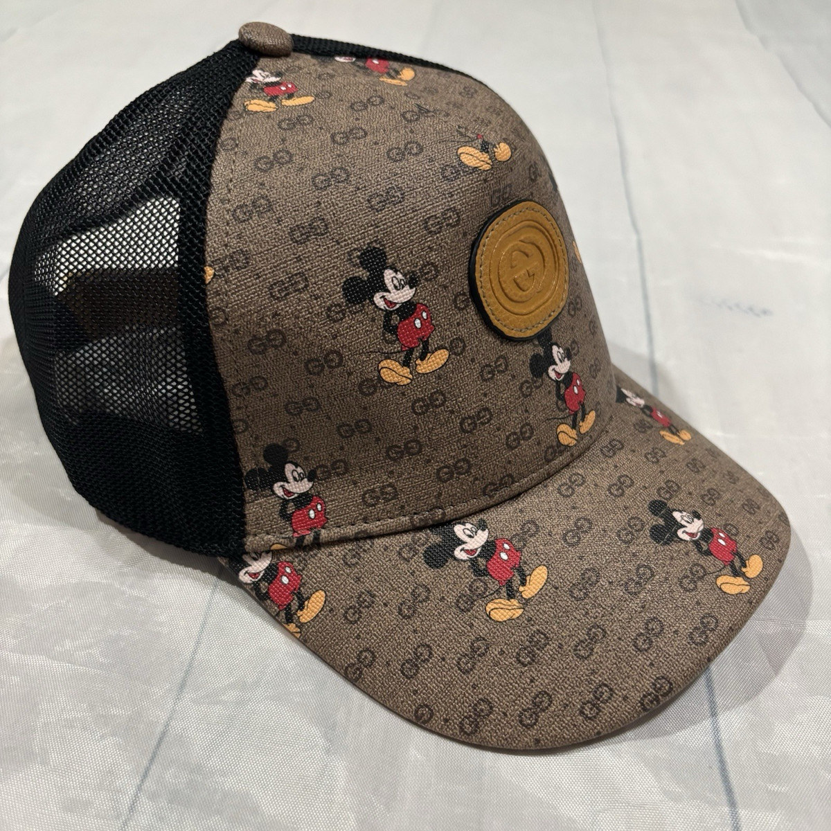 Gucci x Disney Mickey Mouse GG Monogram Trucker Hat Cap Brown