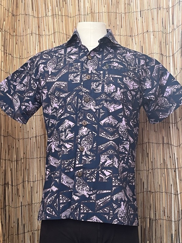 Tapa Mens SS Button Up Hawaiian Shirt-Size Small-100% Cotton-Made In Fiji 