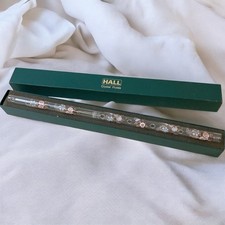 HALL Crystal Glass Flute Floral Pattern Transparent D Key with Case, Used