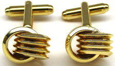 Classy Gold Knot Cufflinks Bullet Back Vintage Men's Formal Wear Wedding Gift
