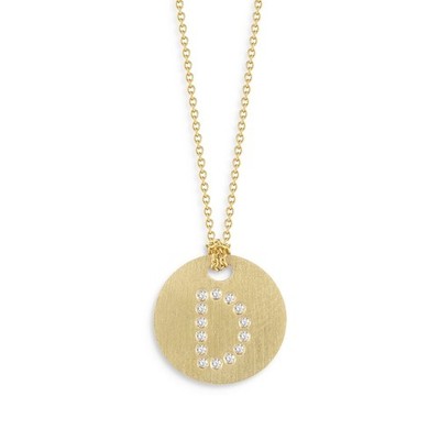 ROBERTO COIN Tiny Treasures Diamant Buchstabe D Medaillon Anhänger Halskette 18K Gold