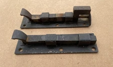 OUTSTANDING Pair of Vintage SURFACE BOLT LATCHES (1-3/4x6)  Steel Slide Bolts