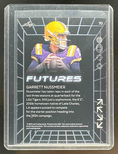 2024 Leaf Futures Multisport Garrett Nussmeier #70 rot /199 - Bild 2 von 2