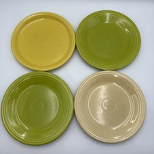 Vintage Home Laughlin Fiestaware 10.5" Dinner Plates Set of 4 Green Yellow