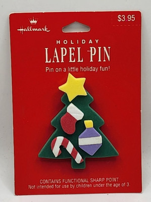 Vintage HALLMARK Christmas Tree Lapel PIN Brooch Foam Ornaments XLP3721