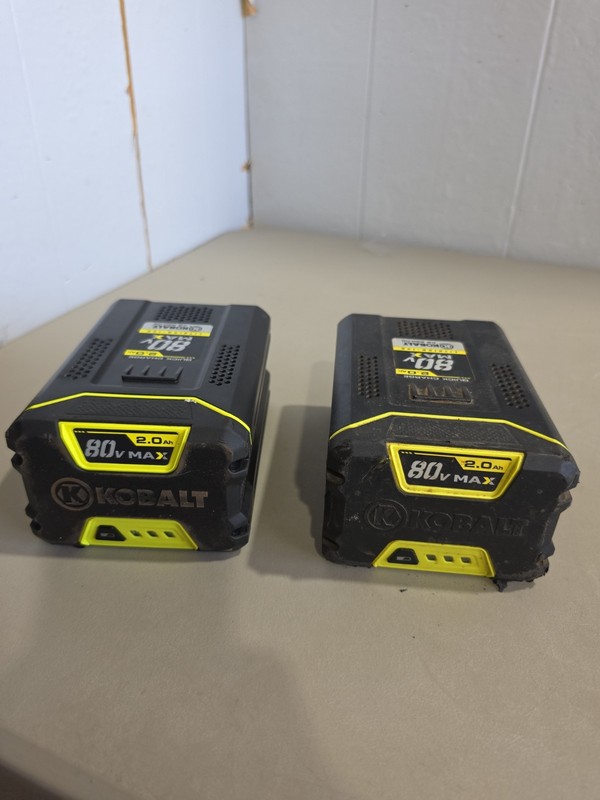 Lot Of 2 - Kobalt KB280-06 80V Li-Ion 2Ah Batteries **FOR PARTS OR REPAIR ONLY**