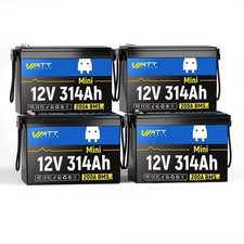 4Pack 12V 314Ah 300Ah 4019Wh LiFePO4 Lithium Battery 200A BMS Solar Off-Grid