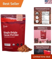 Chocolate Organic Cacao Powder - Unsweetened, Non-Alkalized, Perfect for Baki...