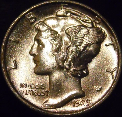 1939-D Mercury Dime Gem BU Uncirculated Full Bands Superb