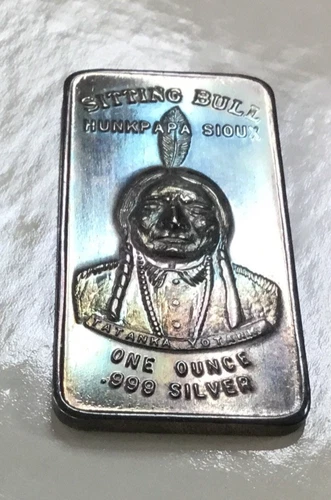 RARE- 1973 Sitting Bull Native American Hunkpapa Sioux Indian 1oz 999 Silver bar