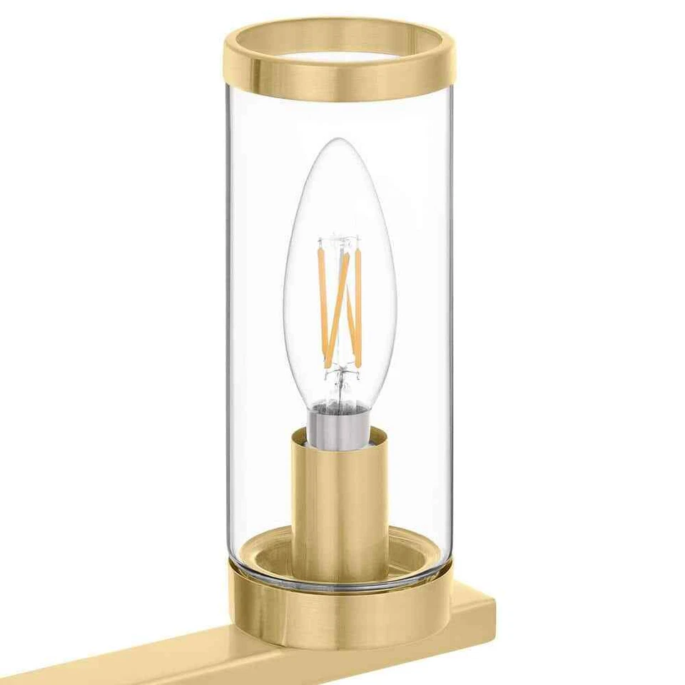 Hampton Bay Loveland Brass Bathroom Vanity Light Fixture w/ Clear Glass Shades - Imagem 4 de 4