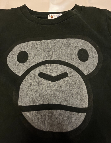 A Bathing Ape Bape kids Milo short sleeve T-shirt 120 approx. 6T Black Big face - Picture 6 of 20