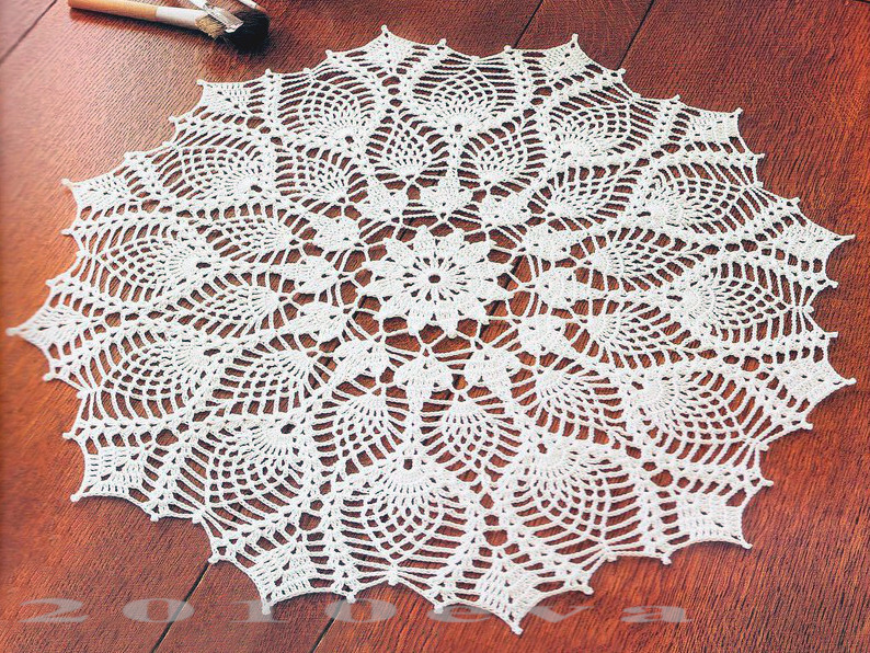 HECHO A MANO MANTELITO ENCAJE #0052/ HANDMADE Lace Crochet DOILY + REGALO/GIFT